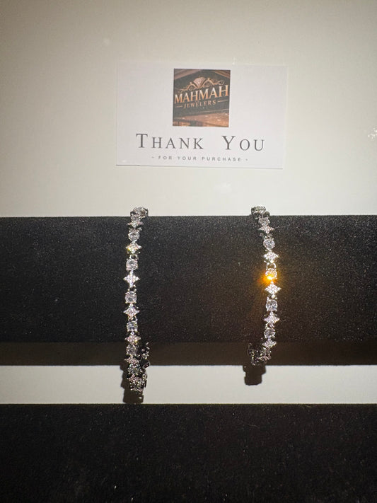 Cubic zirconia 7/8 inch Bracelet 18kt Silver Plated